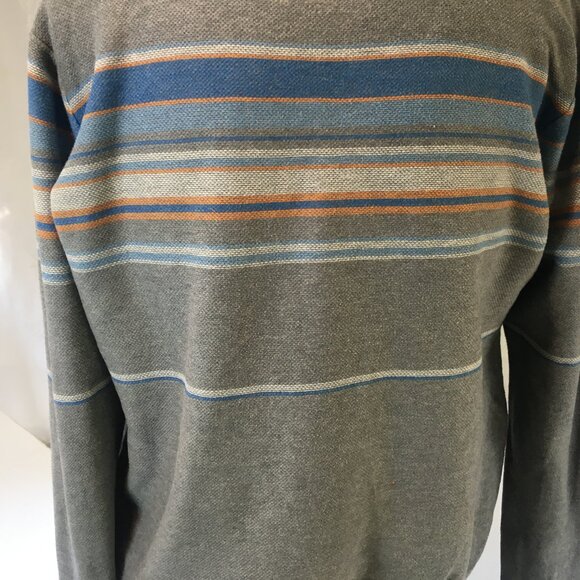 Bench Men's Blue Gray Yellow Stripe Crew Neck Sweater Size L Large Tight Knit - Picture 3 of 16